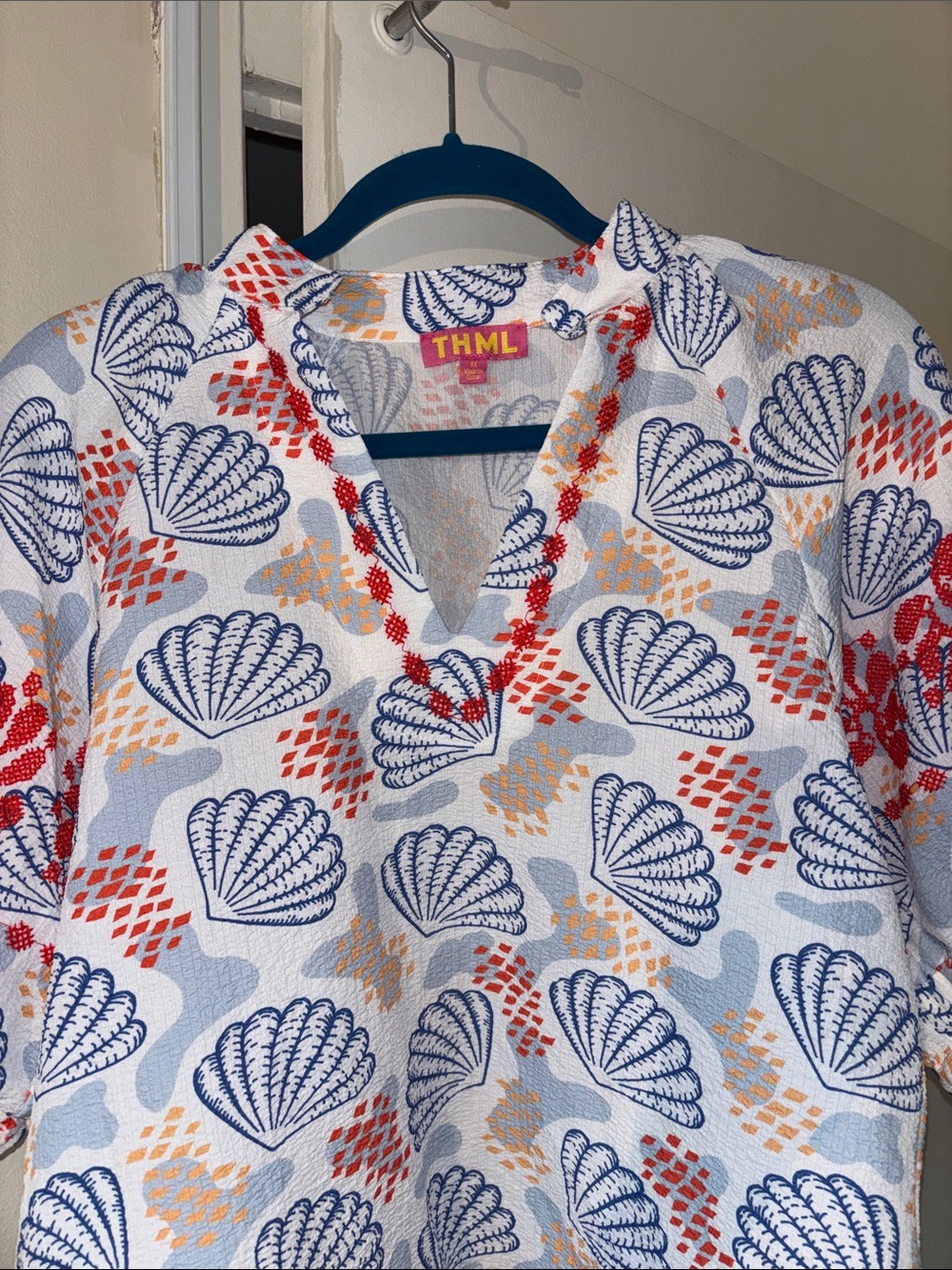THML Shell-Print Top White, Blue & Red - Picture 3 of 8